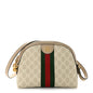 GG Supreme Monogram Textured Dollar Calfskin Web Small Ophidia Dome Shoulder Beige Mystic White Oatmeal