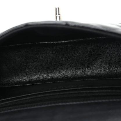 Patent Calfskin Quilted Mini Rectangular Flap Black