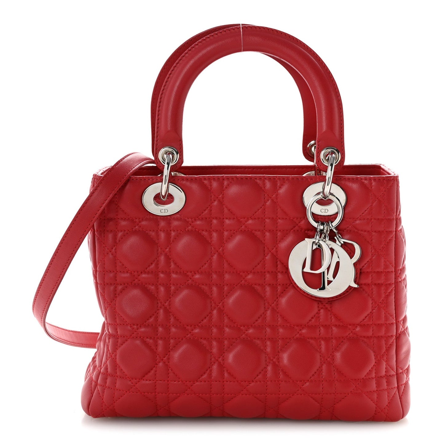 Lambskin Cannage Medium Lady Dior Red