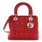 Lambskin Cannage Medium Lady Dior Red