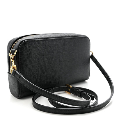 Grained Calfskin Caro Double Pouch Black