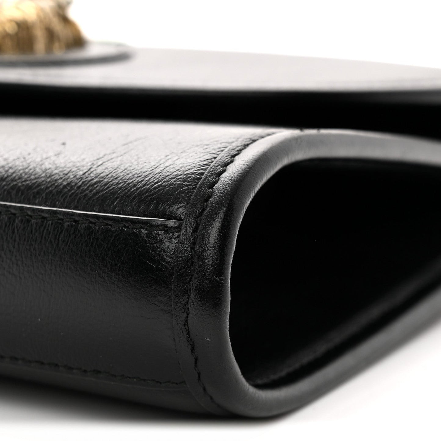Textured Calfskin Web Small Rajah Slim Flap Shoulder Bag Black
