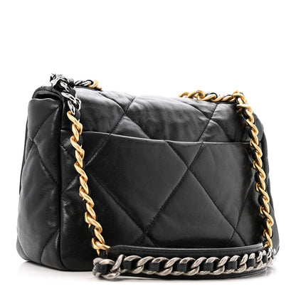 Goatskin Quilted Medium Chanel 19 Flap Black