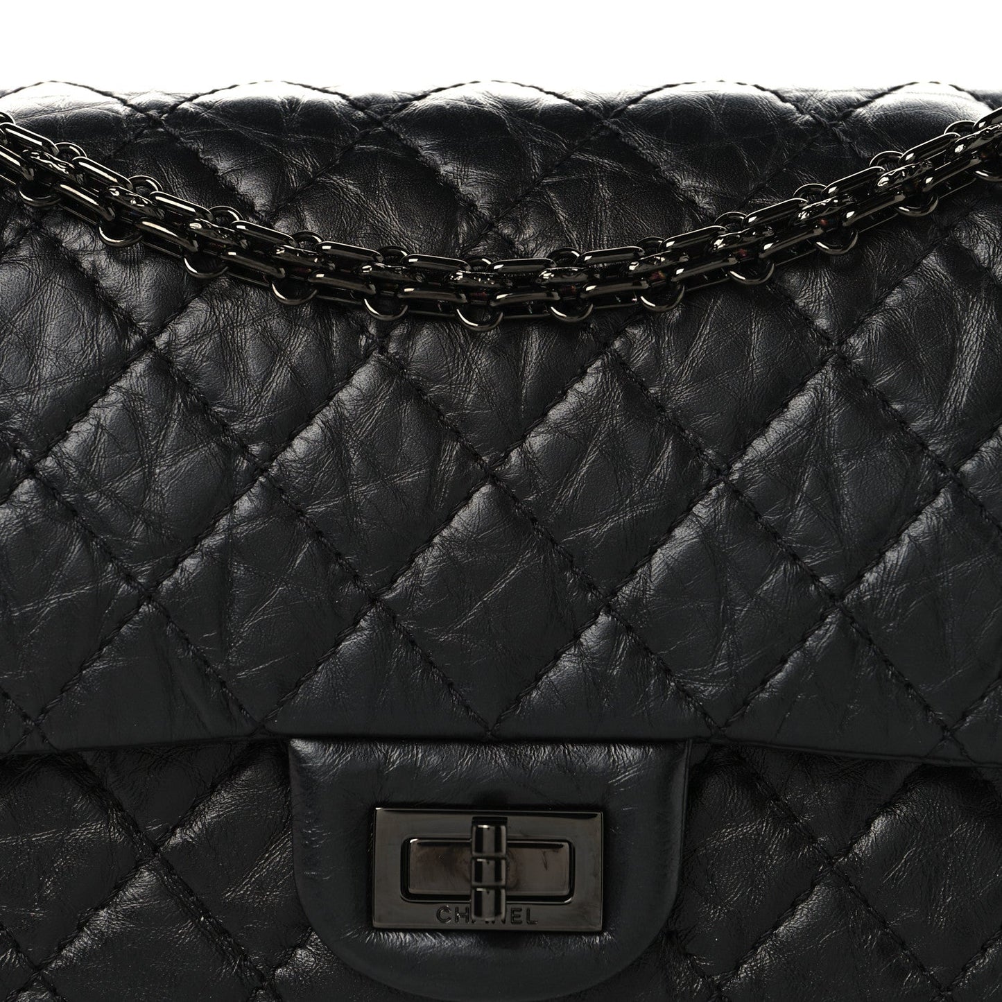 Aged Calfskin Quilted 2.55 Reissue 225 Flap So Black