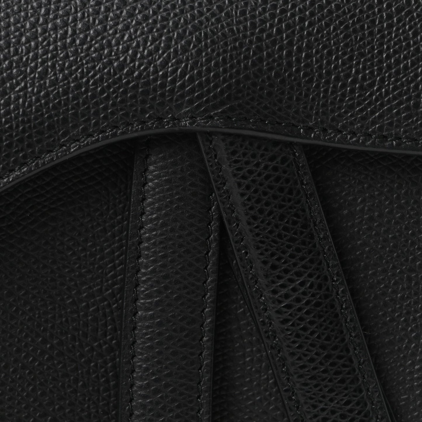 Grained Calfskin Mini Saddle Bag Black