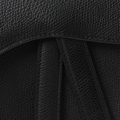 Grained Calfskin Mini Saddle Bag Black