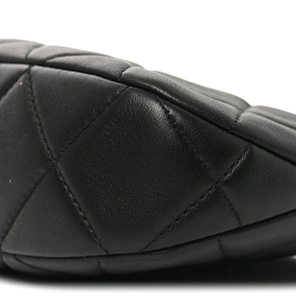 Lambskin Quilted CC Chain Hobo Black
