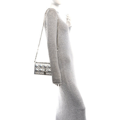 Iridescent Metallic Lambskin Cannage Mini My Dior Bag Silver