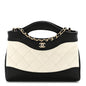Shiny Crumpled Calfskin Quilted Nano 31 Shopping Bag White Black