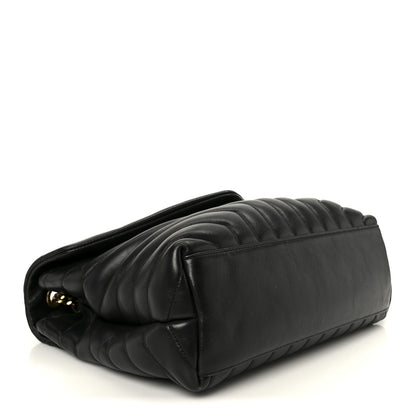 Grain de Poudre Calfskin Y Quilted Monogram Medium Loulou Chain Satchel Black