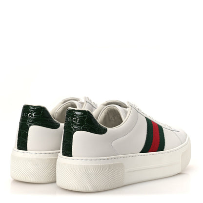 Ultralight Plume Calfskin Web Womens Ace Platform Sneakers 39.5 White