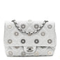 Perforated Metallic Lambskin Small CC Medals Flap Silver