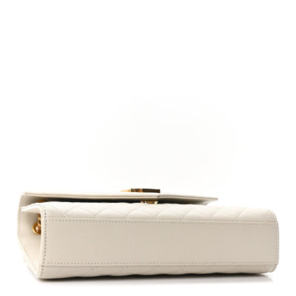 Grain De Poudre Textured Mixed Matelasse Medium Triquilt Monogram Satchel Crema Soft