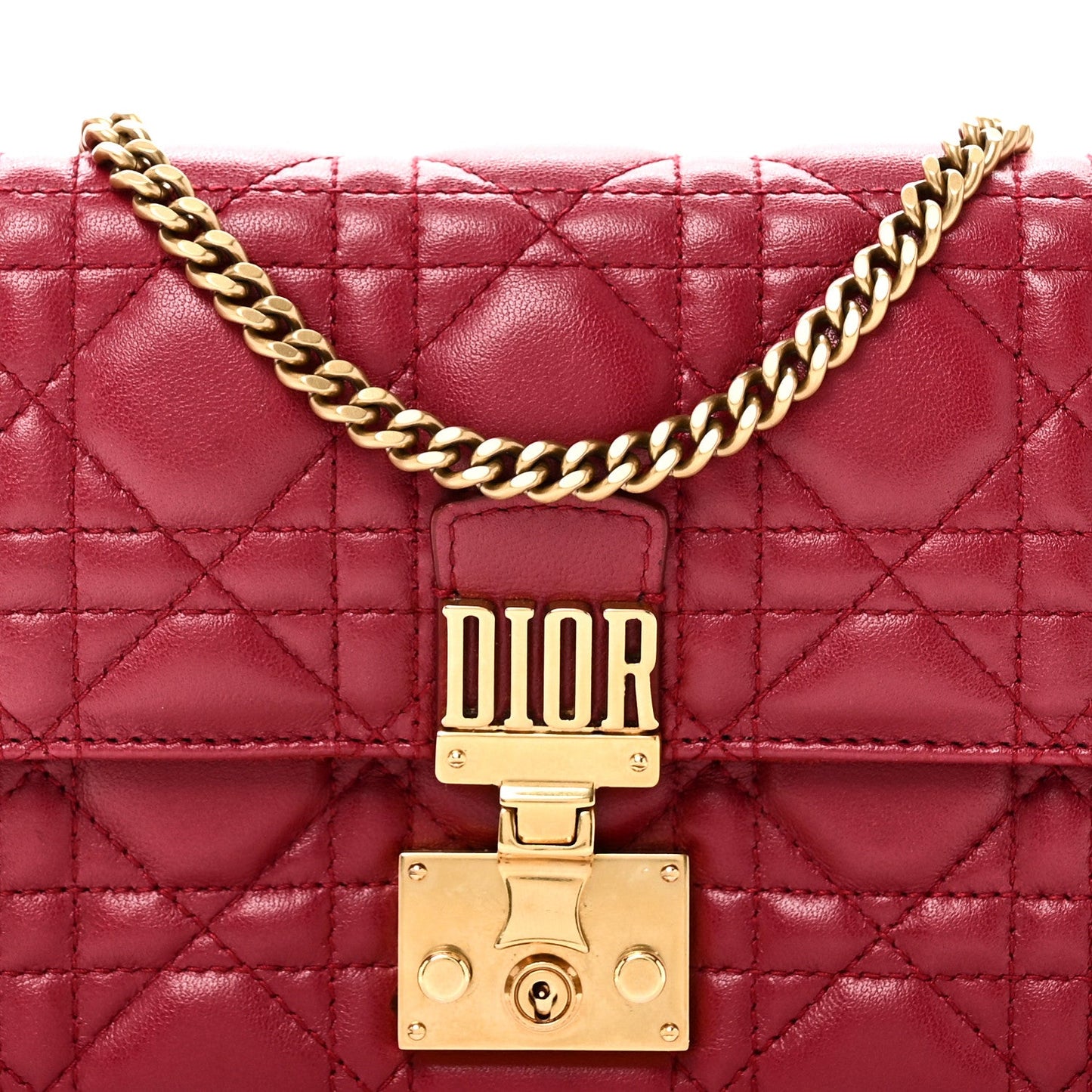Lambskin Cannage Dioraddict Wallet On Chain Clutch Fuchsia