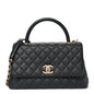 Caviar Quilted Small Coco Chain Handle Flap Black