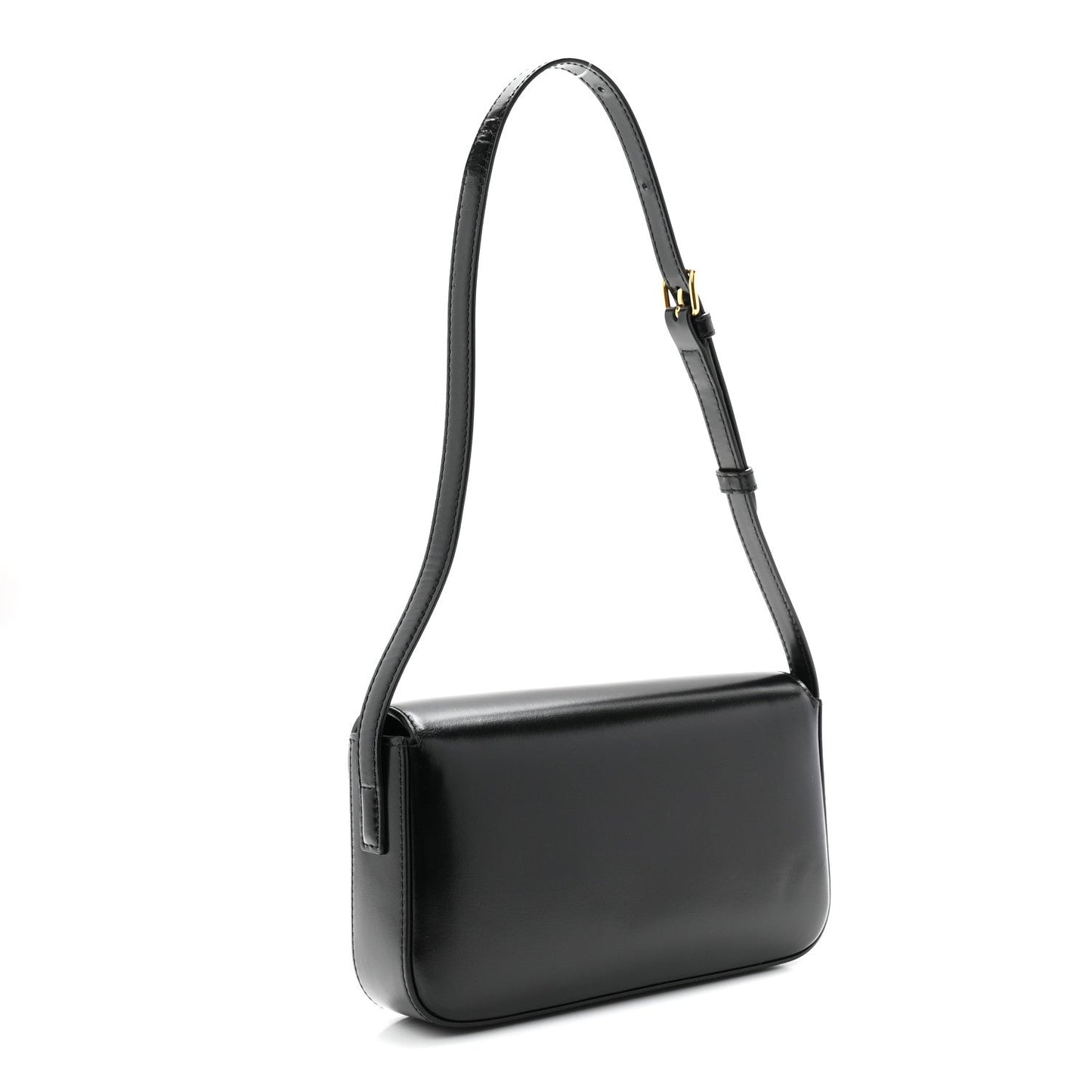 Shiny Calfskin Triomphe Shoulder Bag Black