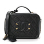 Caviar Quilted Small CC Filigree Vanity Case Black