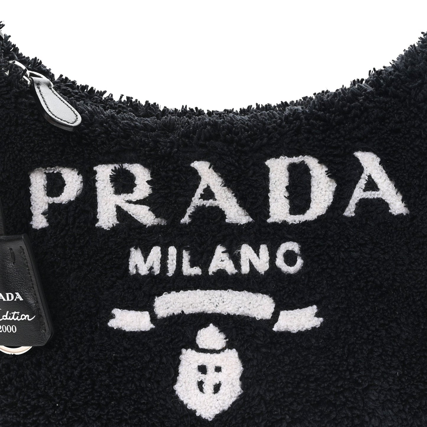 Terry Cloth Mini Re-Edition 2000 Bag Black White