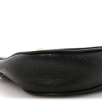 GG Grainy Calfskin Emblem Small Half Moon Shoulder Bag Black