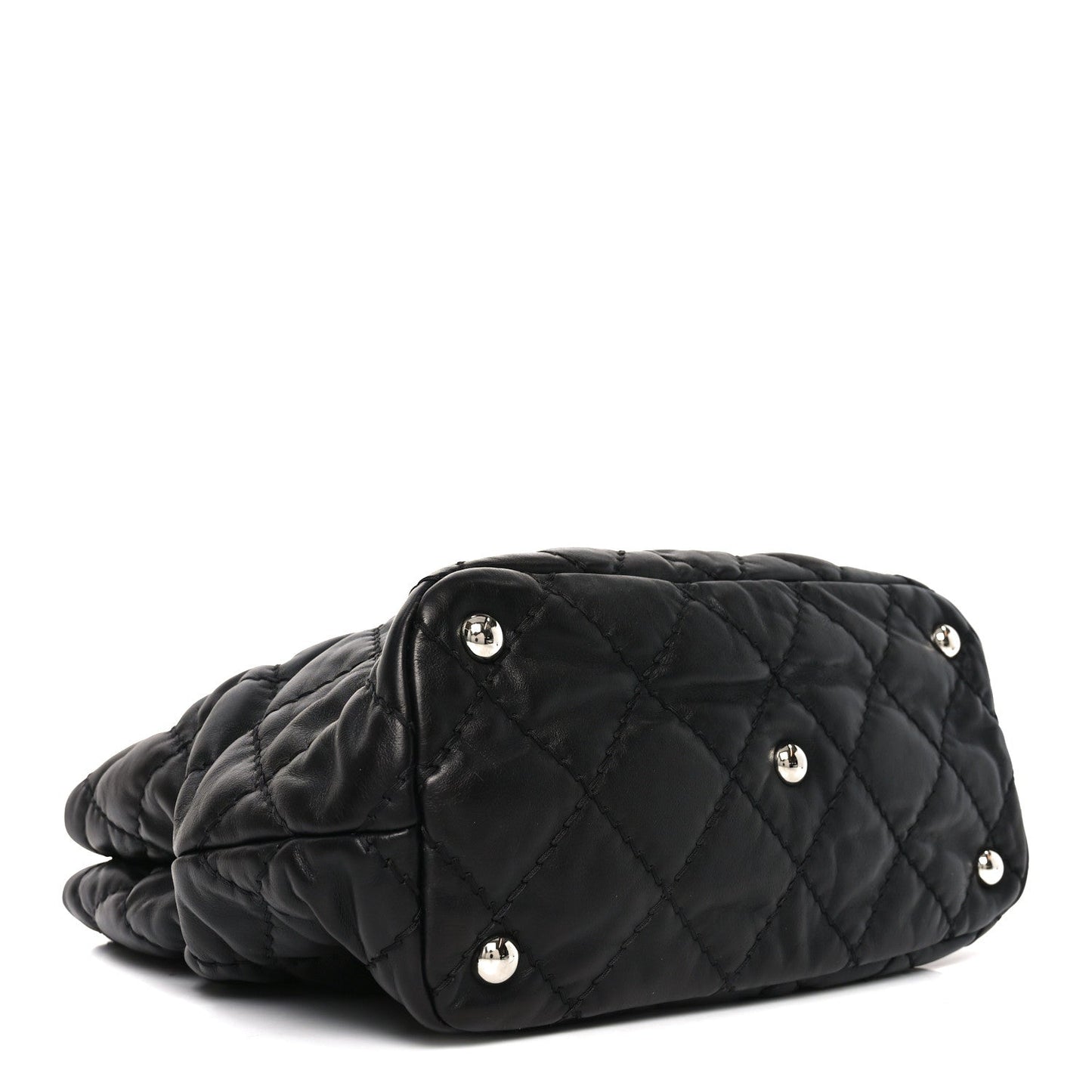 Calfskin Contrast Stitch Tote Black