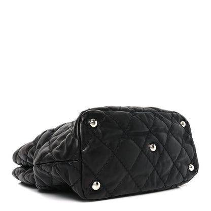 Calfskin Contrast Stitch Tote Black