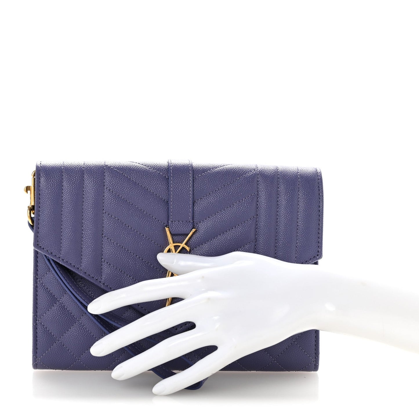 Grain De Poudre Textured Mixed Matelasse Triquilt Monogram Clutch Dark Wisteria