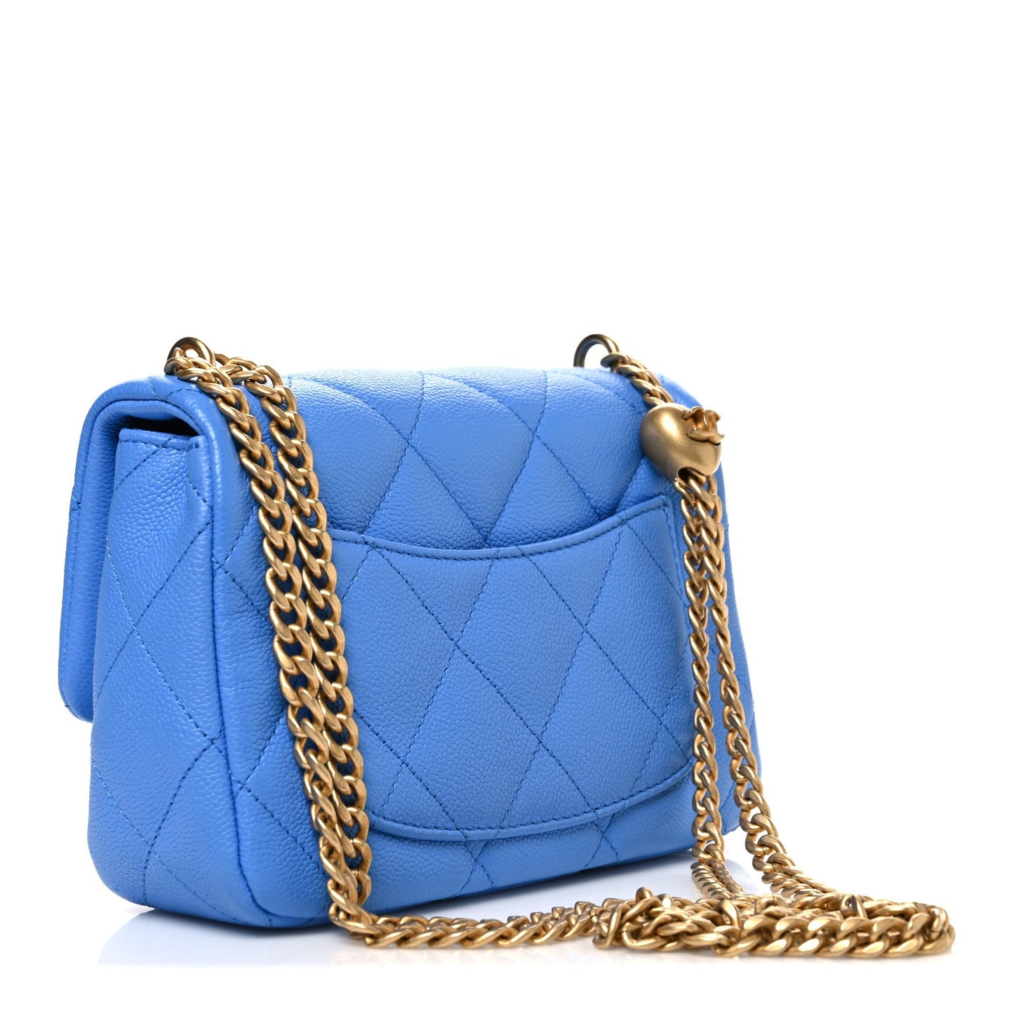 Caviar Quilted Mini Sweetheart Flap Blue