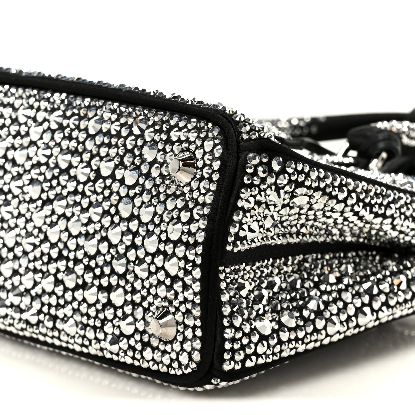 Satin Crystal Mini Galleria Double Zip Tote Metal