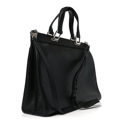 Grainy Calfskin Medium Zumi Top Handle Bag Black