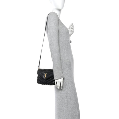 Calfskin Y Quilted Monogram Toy Loulou Crossbody Bag Black