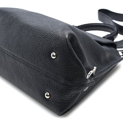 Grained Calfskin Medium Sofia Satchel Black
