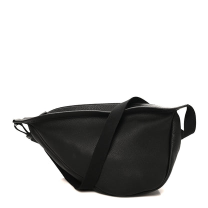Grained Calfskin Large Slouchy Banana Bag Black