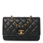 Pearly Caviar Quilted Fit For You Wallet On Chain WOC Black