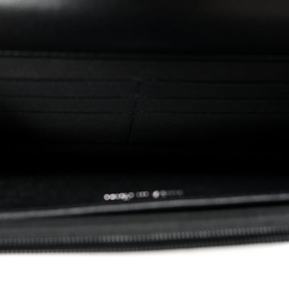 Lambskin Quilted Enamel CC Wallet on Chain WOC Black
