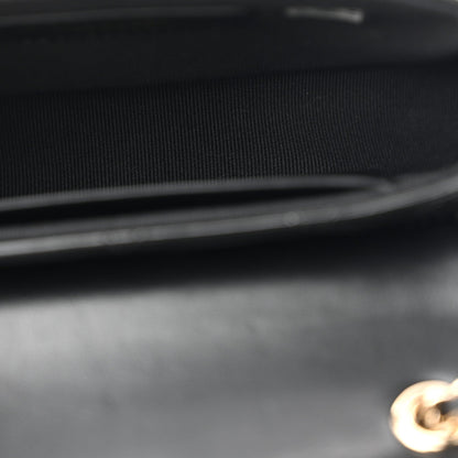 Patent Calfskin Quilted Mini Clutch Black