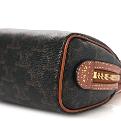 Triomphe Canvas Calfskin Mini Boston Bag Tan
