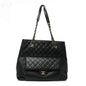 Caviar Quilted Large Flap Shopping Tote Black