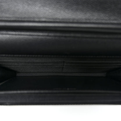 Grained Calfskin Quilted CC Box Wallet On Chain WOC Black