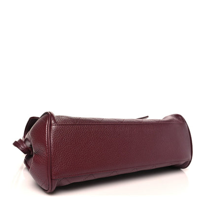 Grained Calfskin Stitched Urban Essentials Small Shopping Bag Burgundy