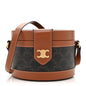 Calfskin Triomphe Canvas Medium Tambour Bag Tan