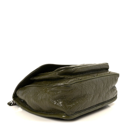 Crinkled Lambskin Matelasse Monogram Baby Niki Chain Satchel Seawood