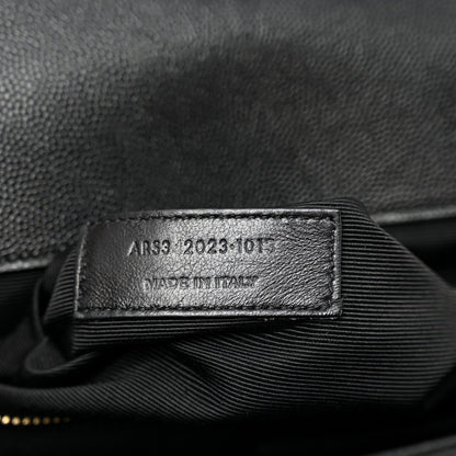 Grain De Poudre Matelasse Chevron Large Monogram Satchel Black