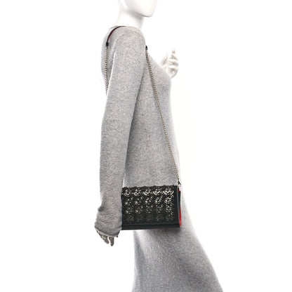 Suede Glitter Calfskin Embellished Paloma Clutch Black