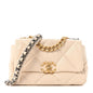 Goatskin Quilted Medium Chanel 19 Flap Light Beige