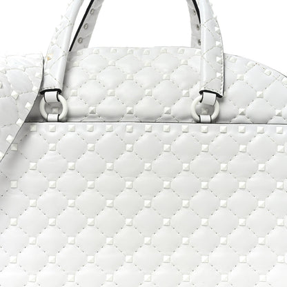 Lambskin Free Rockstud Spike Bowling Bag White