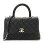 Caviar Quilted Mini Coco Handle Flap Black