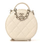 Caviar Quilted Round Handle With Care Vanity With Chain White
