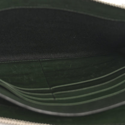 Calfskin Gancini Embossed Wristlet Clutch Dark Green