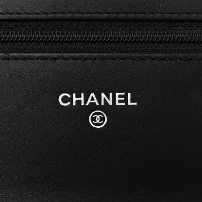 Patent Calfskin Quilted Reissue Wallet On Chain WOC So Black