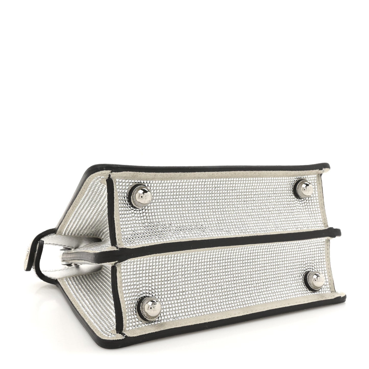 Crystal Vitello Laminato FF Petite Peekaboo I SEE U Satchel Crystal Argento